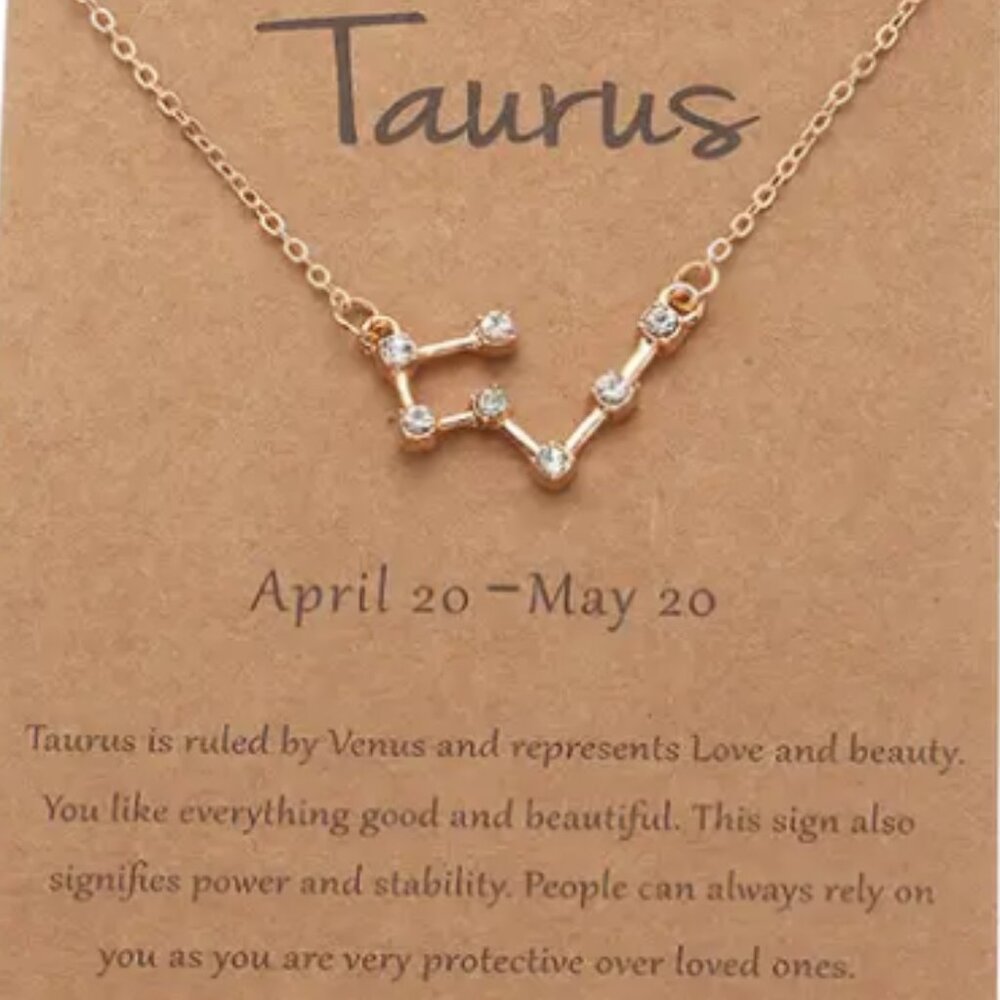 Taurus Zodiac Pendant Necklace Gold Plated Stainless Steel - Gold
